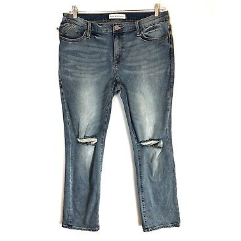 Rock & Republic Kaia Crop Distressed Jeans 14 M